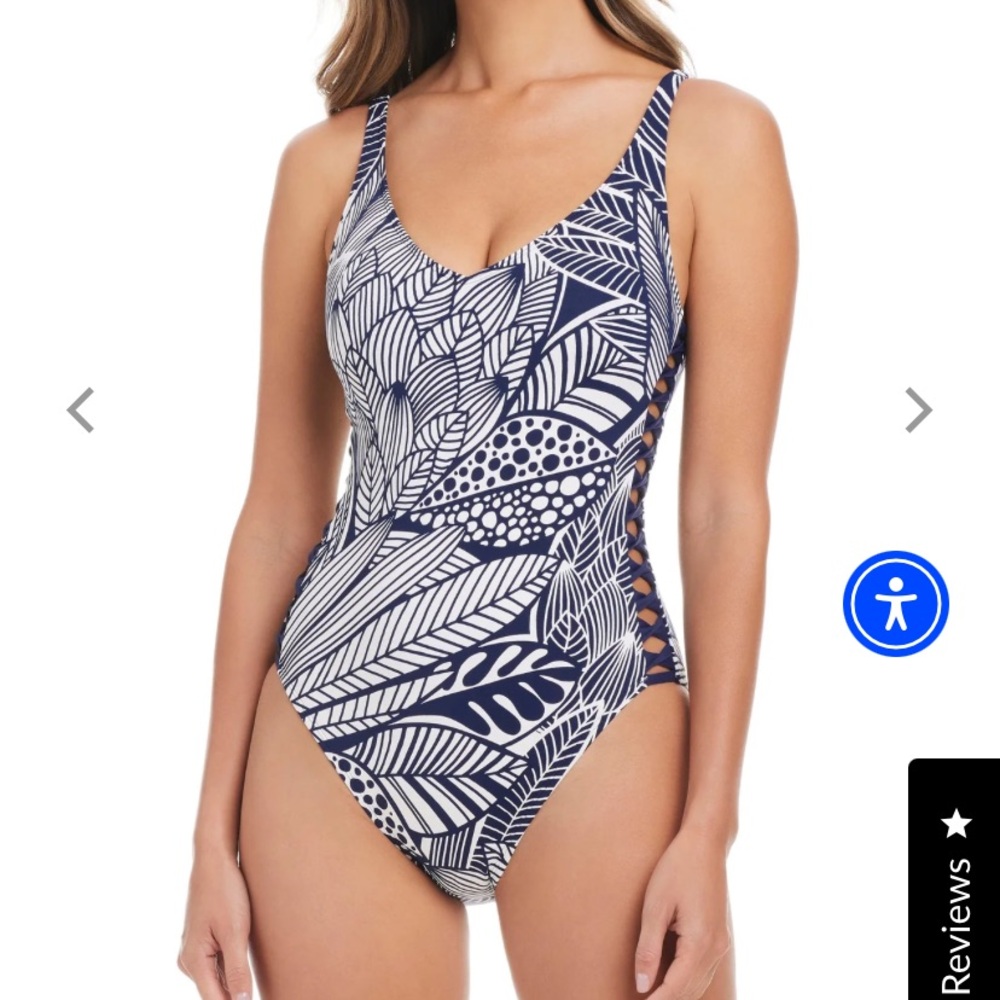 Bleu Rod Beattie BALI BREEZE SIDE LACE DOWN ONE PIECE SWIMSUIT